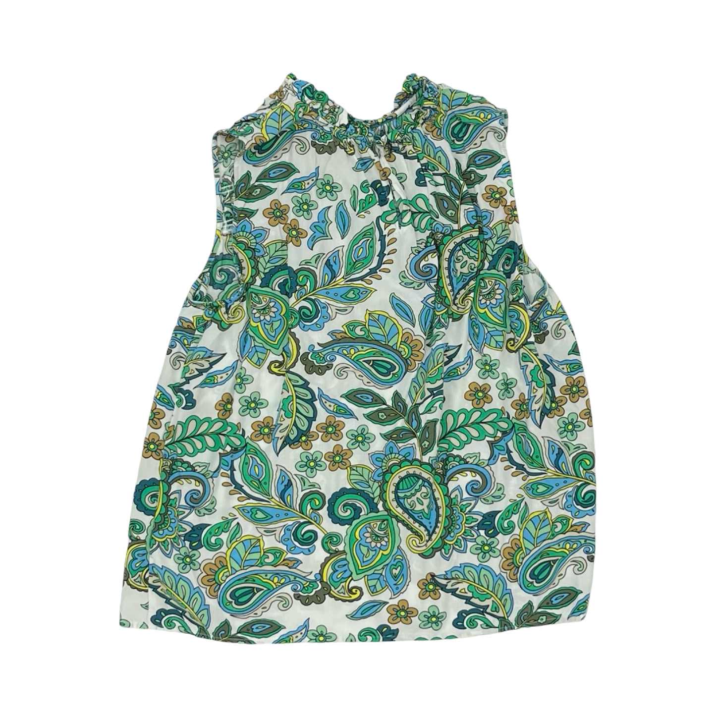 Blouse Sleeveless By Loft In Green & White, Size:Xl