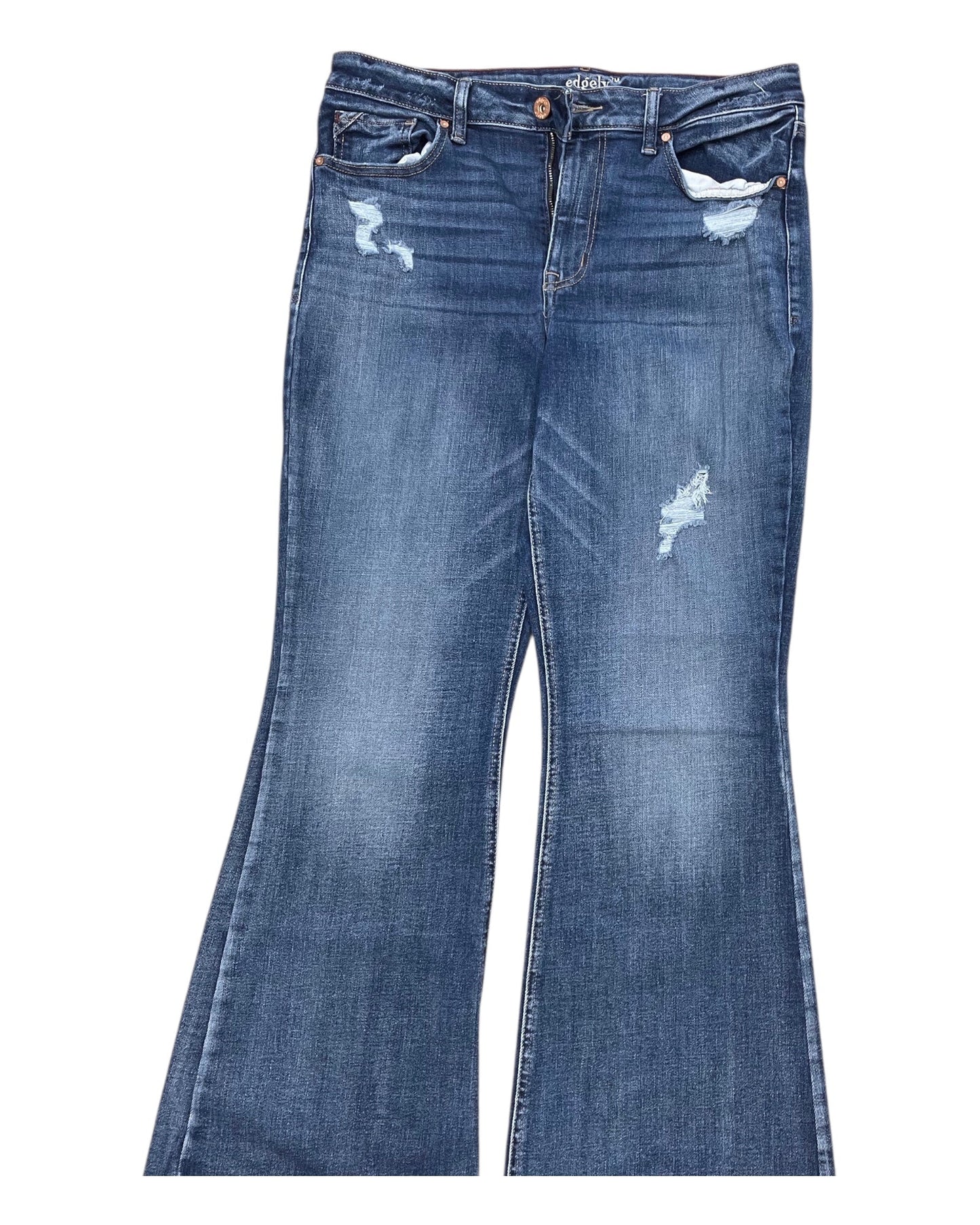 Jeans Flared By Edgely In Blue Denim, Size:16