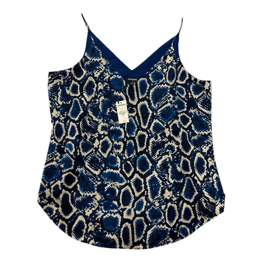 Top Sleeveless By Express In Blue & White, Size:M