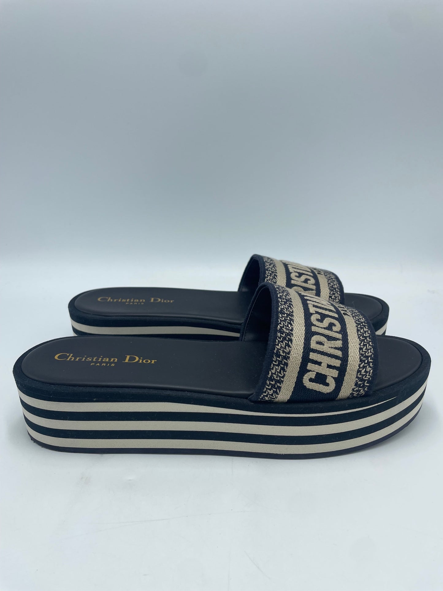 Christian Dior Dway Platform Designer Luxury Slides, Size: 8