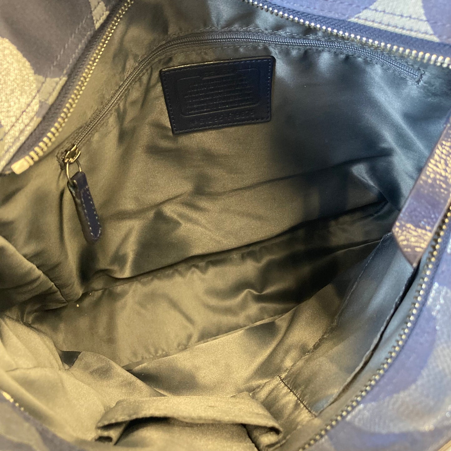 Tote Designer By Coach In Blue & Silver, Size:Large