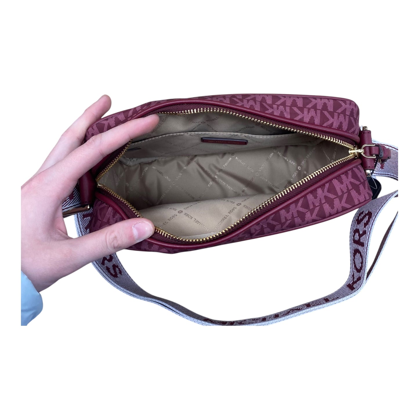 Handbag Designer By Michael Kors In Maroon, Size:Medium