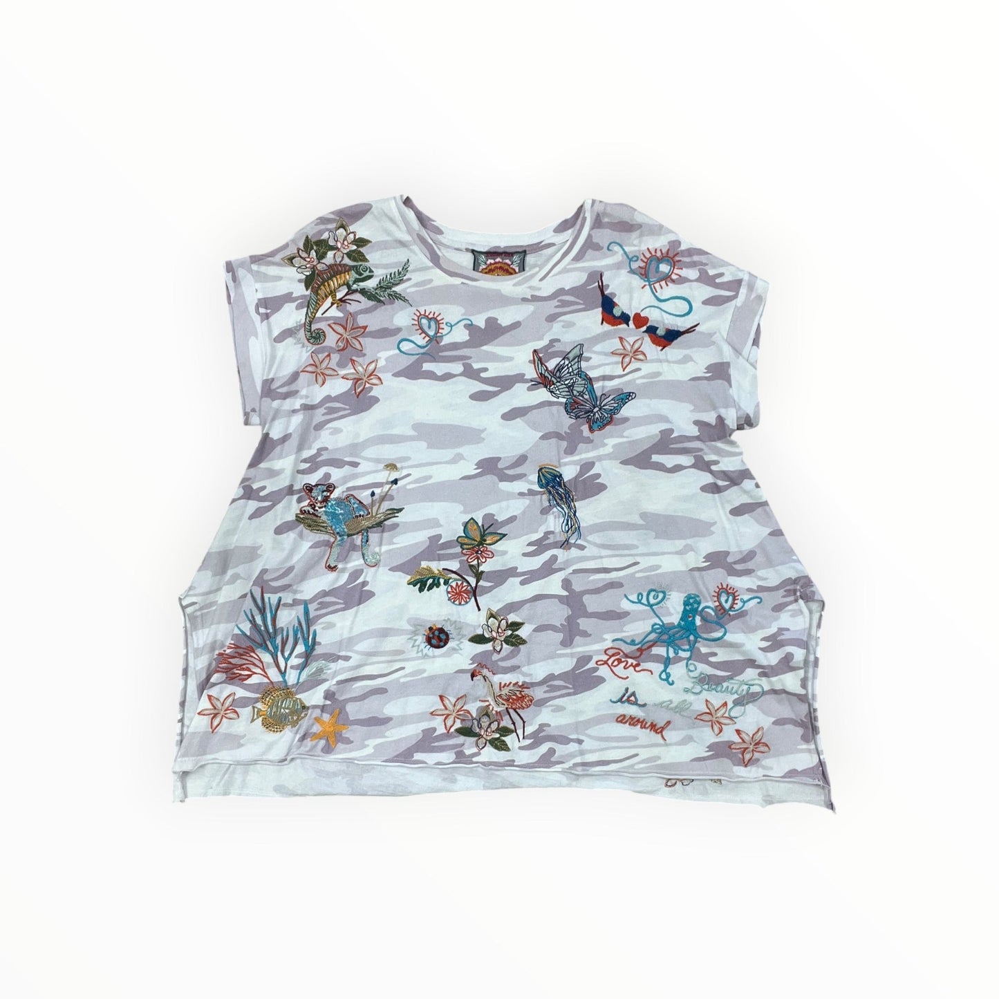 Top Ss By Johnny Was In Grey & White, Size:M