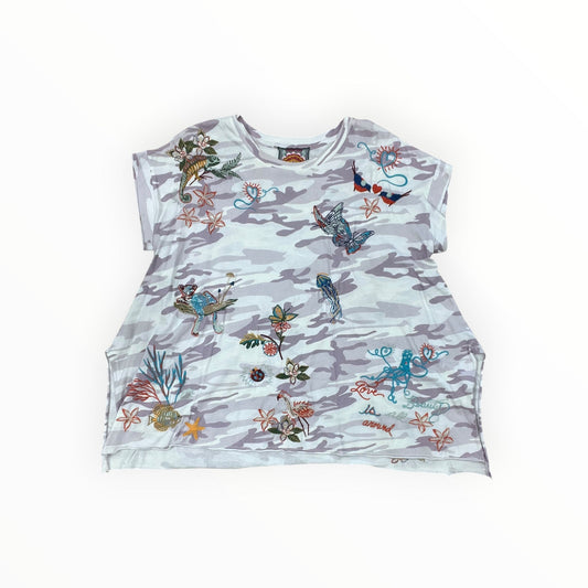 Top Ss By Johnny Was In Grey & White, Size:M
