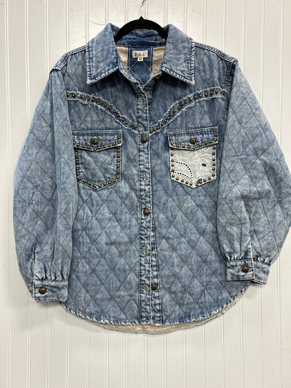 Coat Puffer & Quilted By Pol In Blue, Size:M