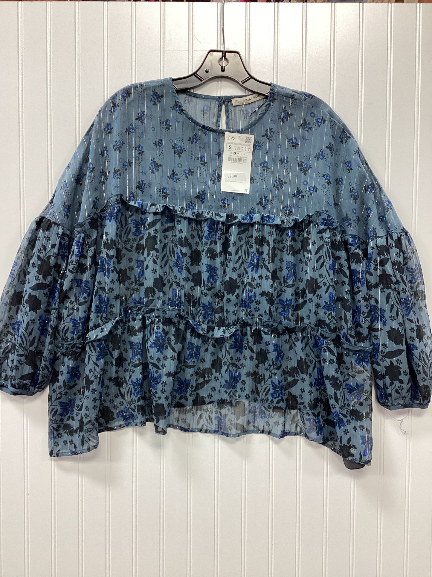 Blouse Ls By Zara Basic In Teal, Size:S