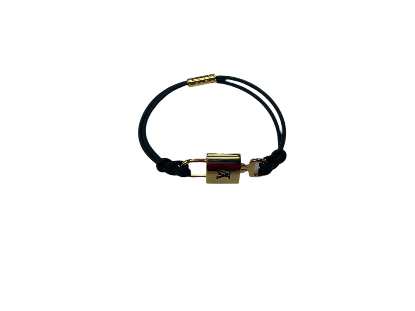 BRACELET LUXURY DESIGNER by LOUIS VUITTON In BLACK & GOLD, Size: 6.5