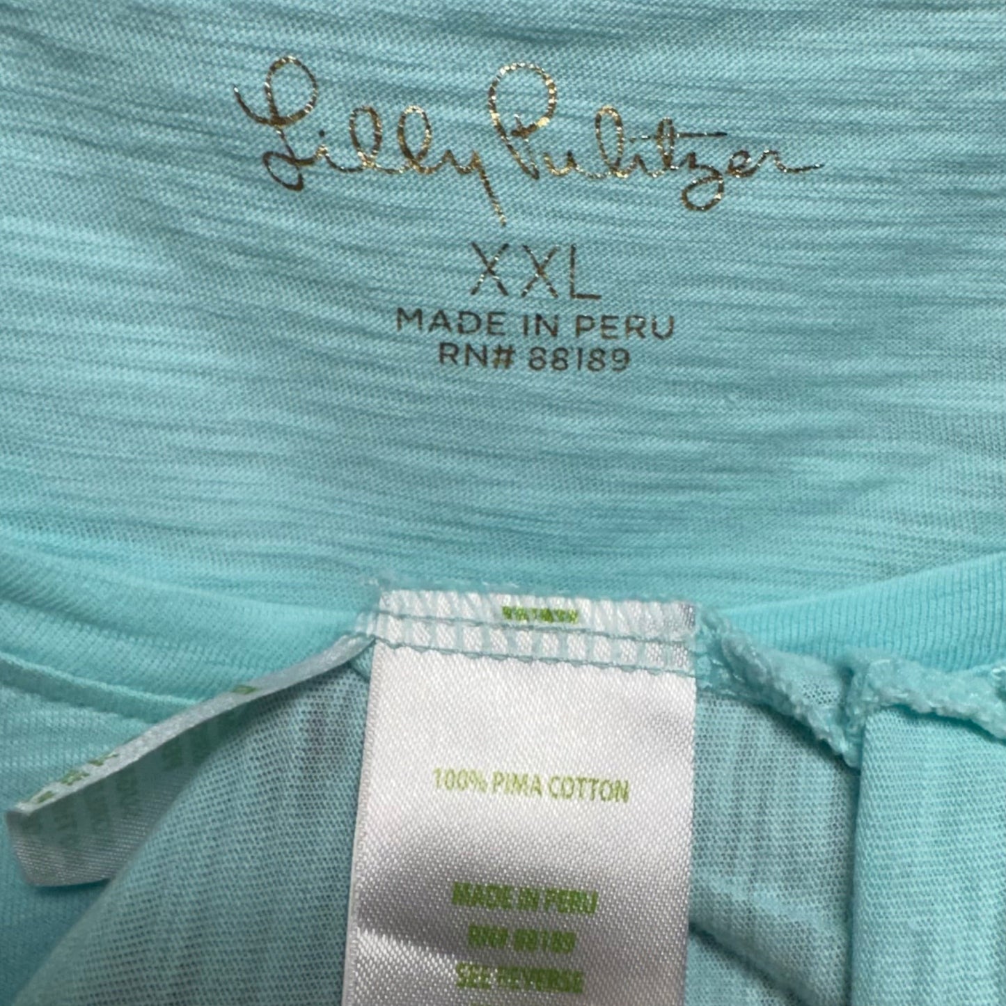 Top Short Sleeve Designer By Lilly Pulitzer In Aqua, Size: Xxl