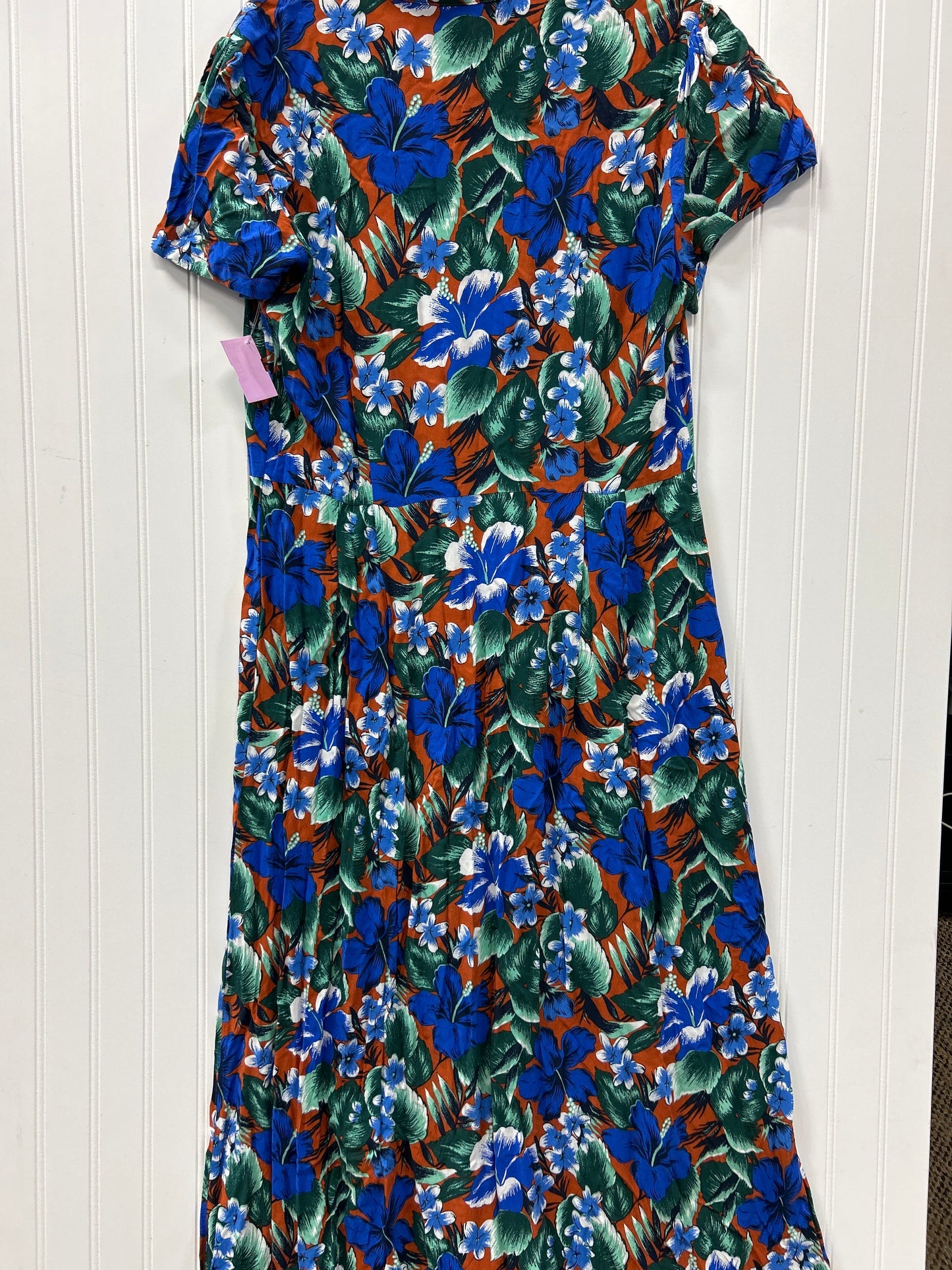 Dress Casual Maxi By J. Crew In Blue & Green, Size:L