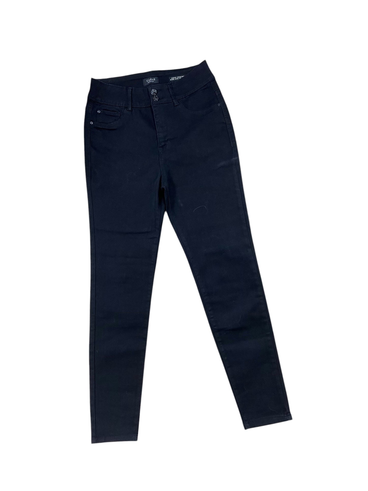 Jeans Straight By Curve Appeal In Black, Size:8