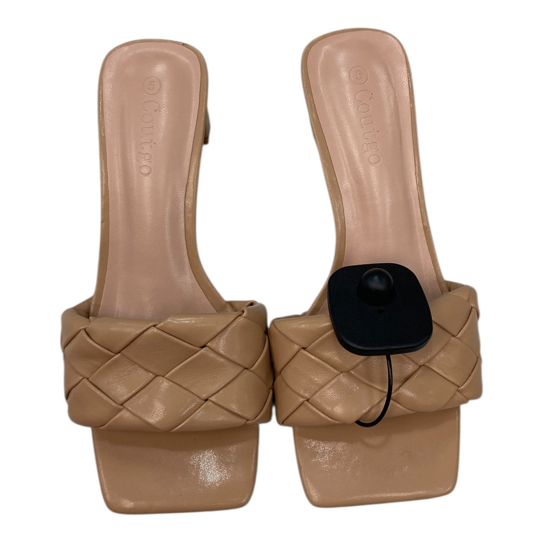 Sandals Heels Block By COUTGO In Cream, Size:5