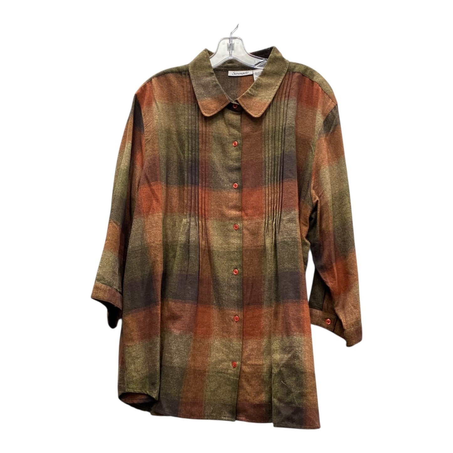 Blouse Ls By Serengeti In Brown, Size:2X