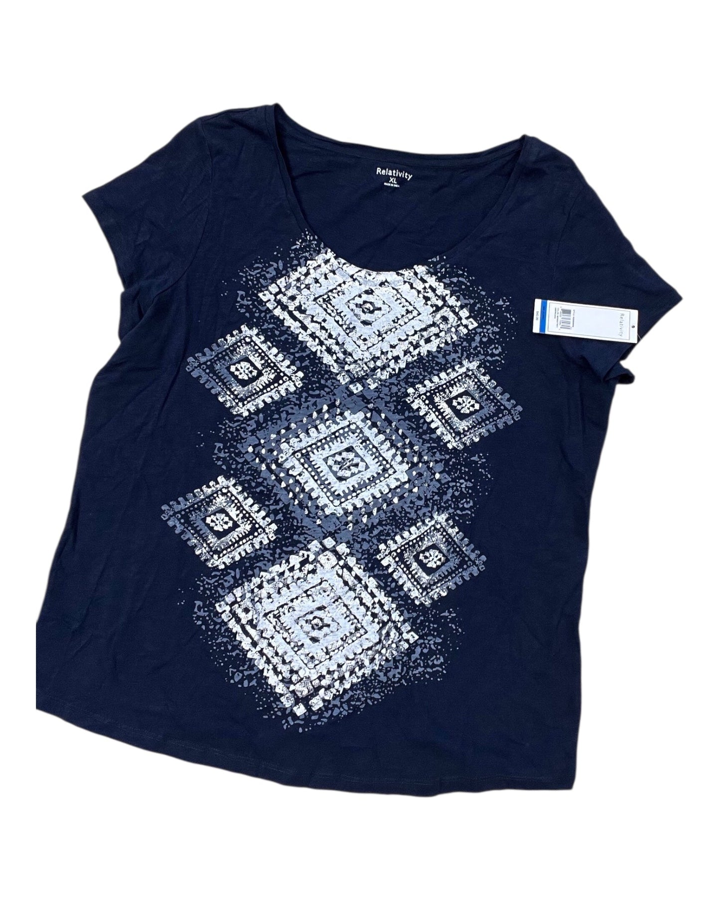 Top Sleeveless By Relativity In Navy, Size:Xl