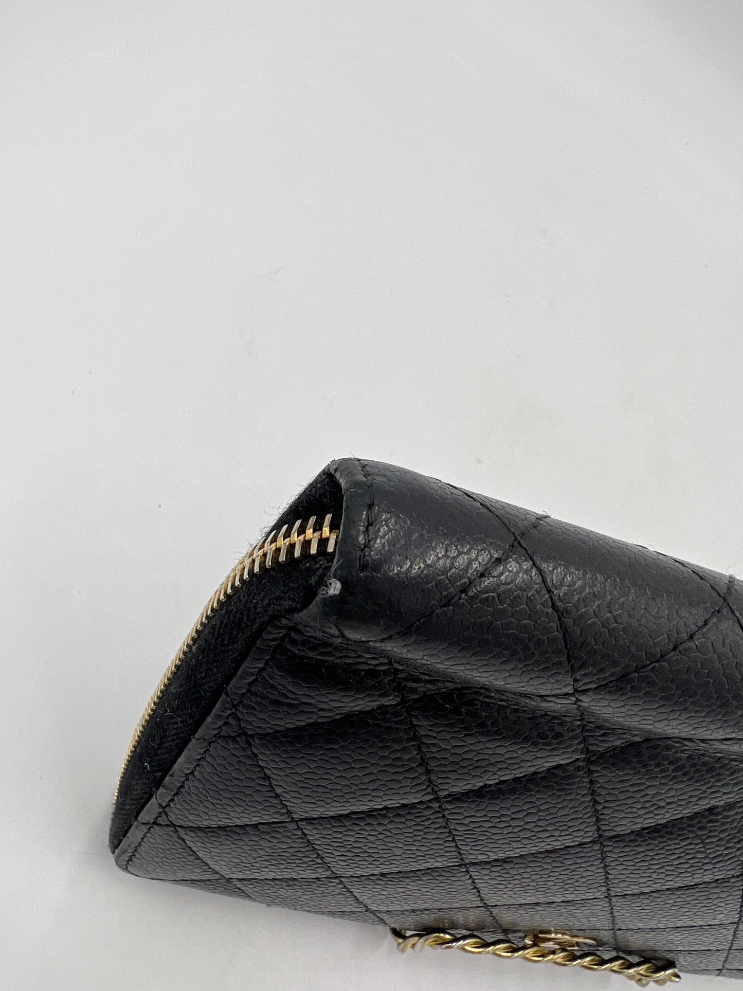 Chanel Zip Around Quilted Caviar Wallet