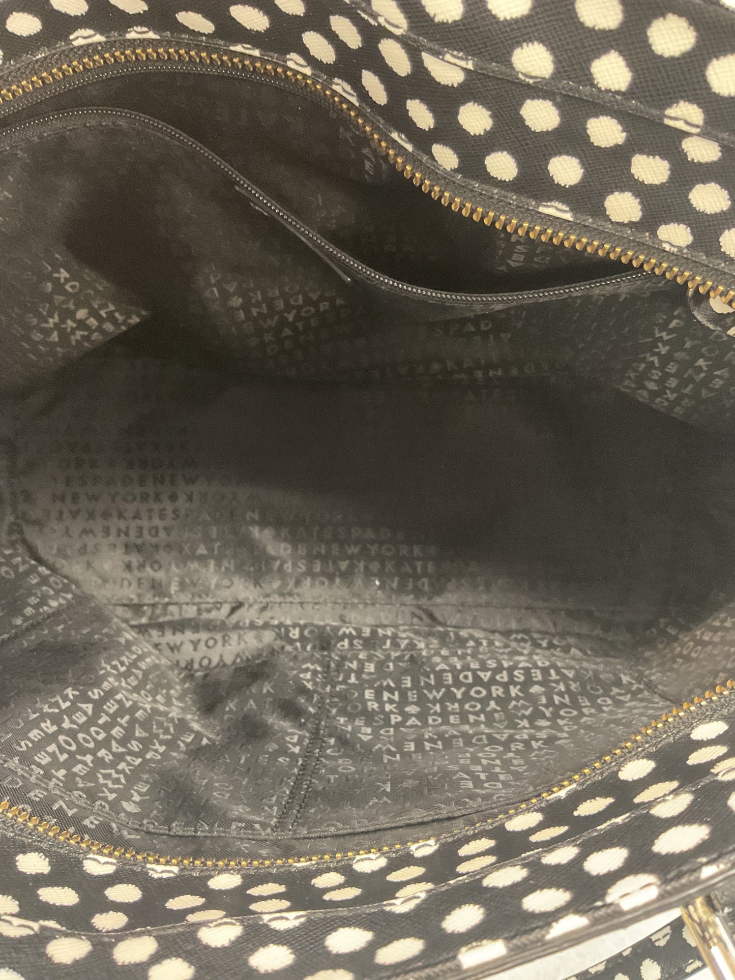 Handbag Designer By Kate Spade In Polkadot Pattern, Size:Medium