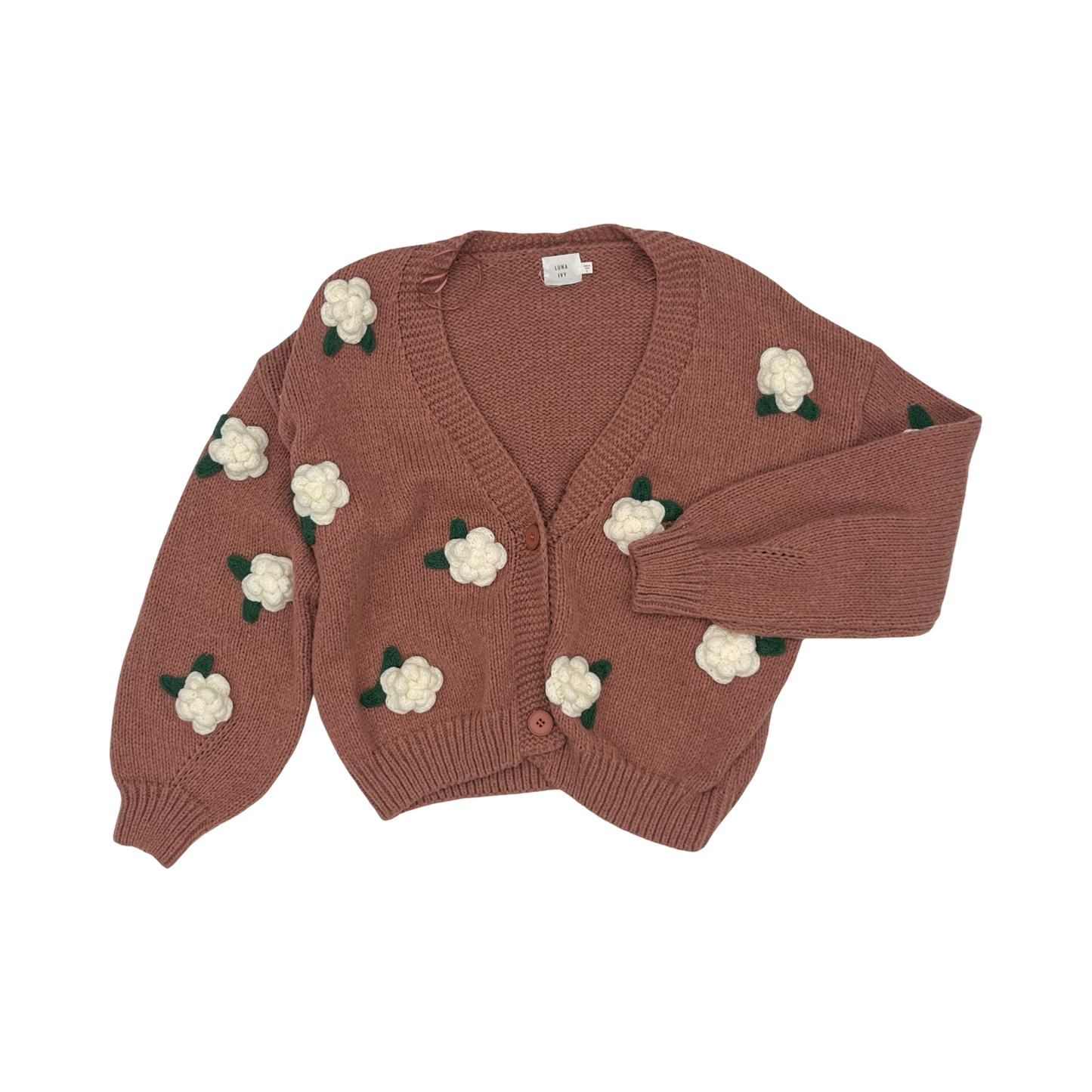 Sweater Cardigan By Clothes Mentor In Pink, Size:L