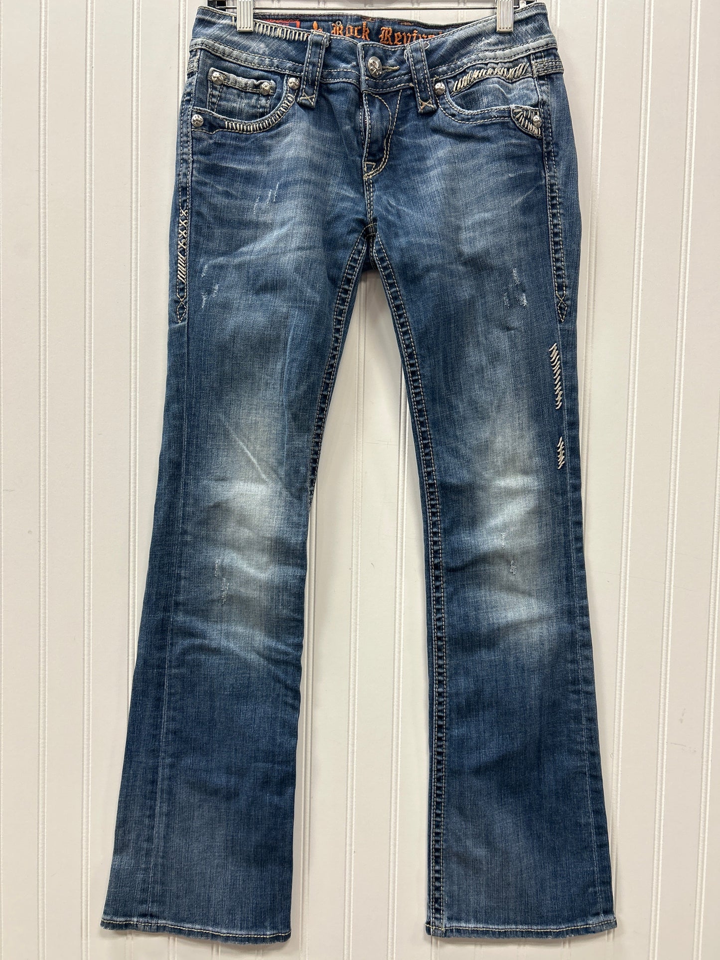 Jeans Straight By Rock Revival In Blue Denim, Size:6