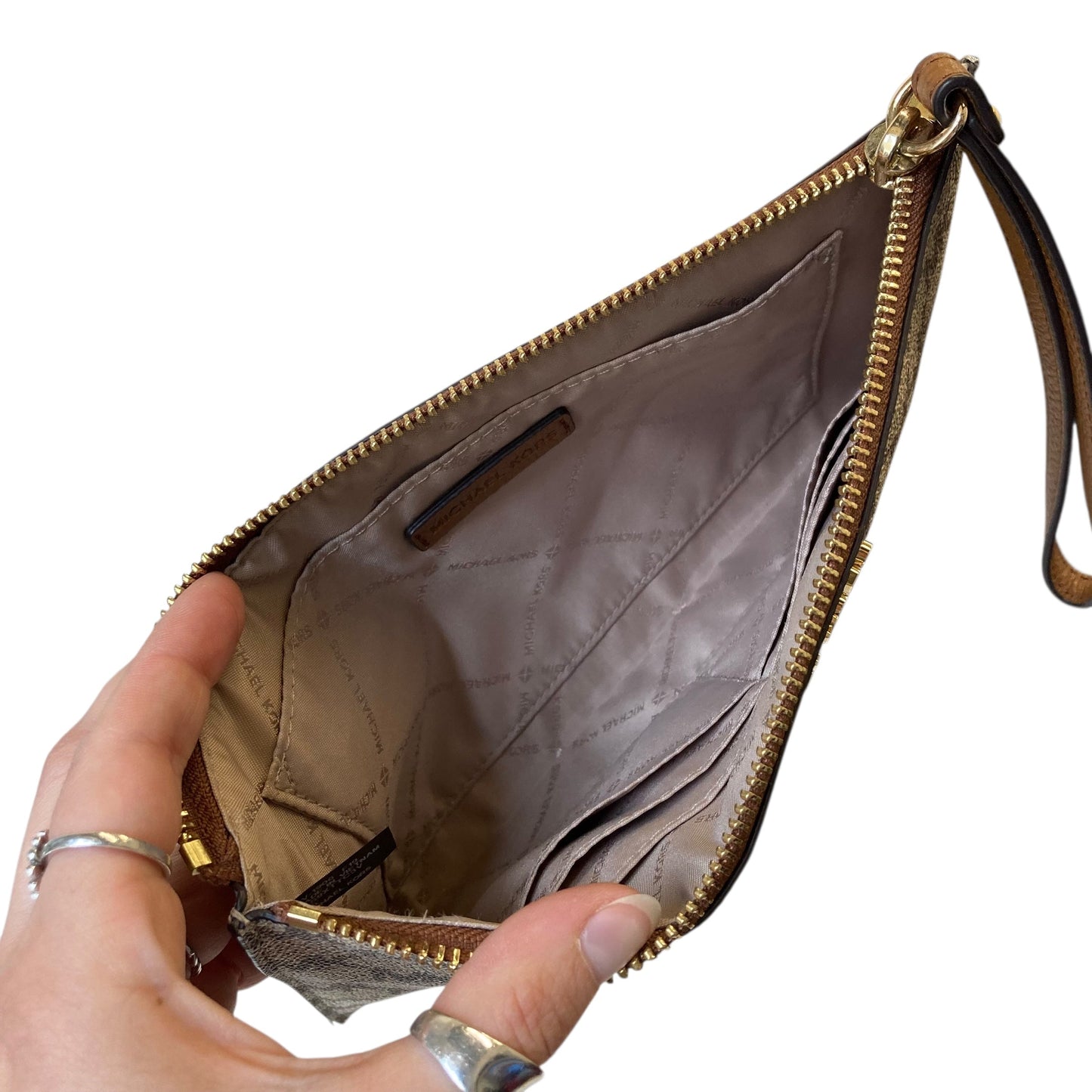 Wristlet Designer By Michael Kors In Tan, Size:Large