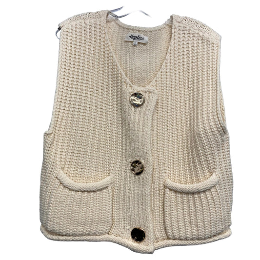 Vest Sweater By Haptics In Cream, Size:1X
