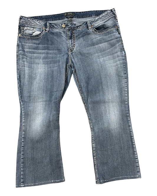 Jeans Cropped By Silver In Blue Denim, Size:24