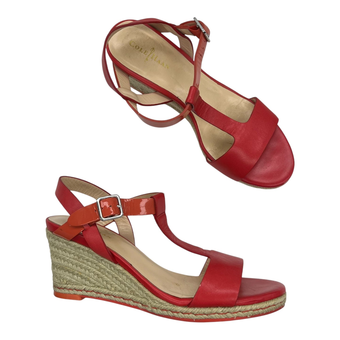 Sandals Heels Wedge By Cole-Haan In Red, Size:6.5