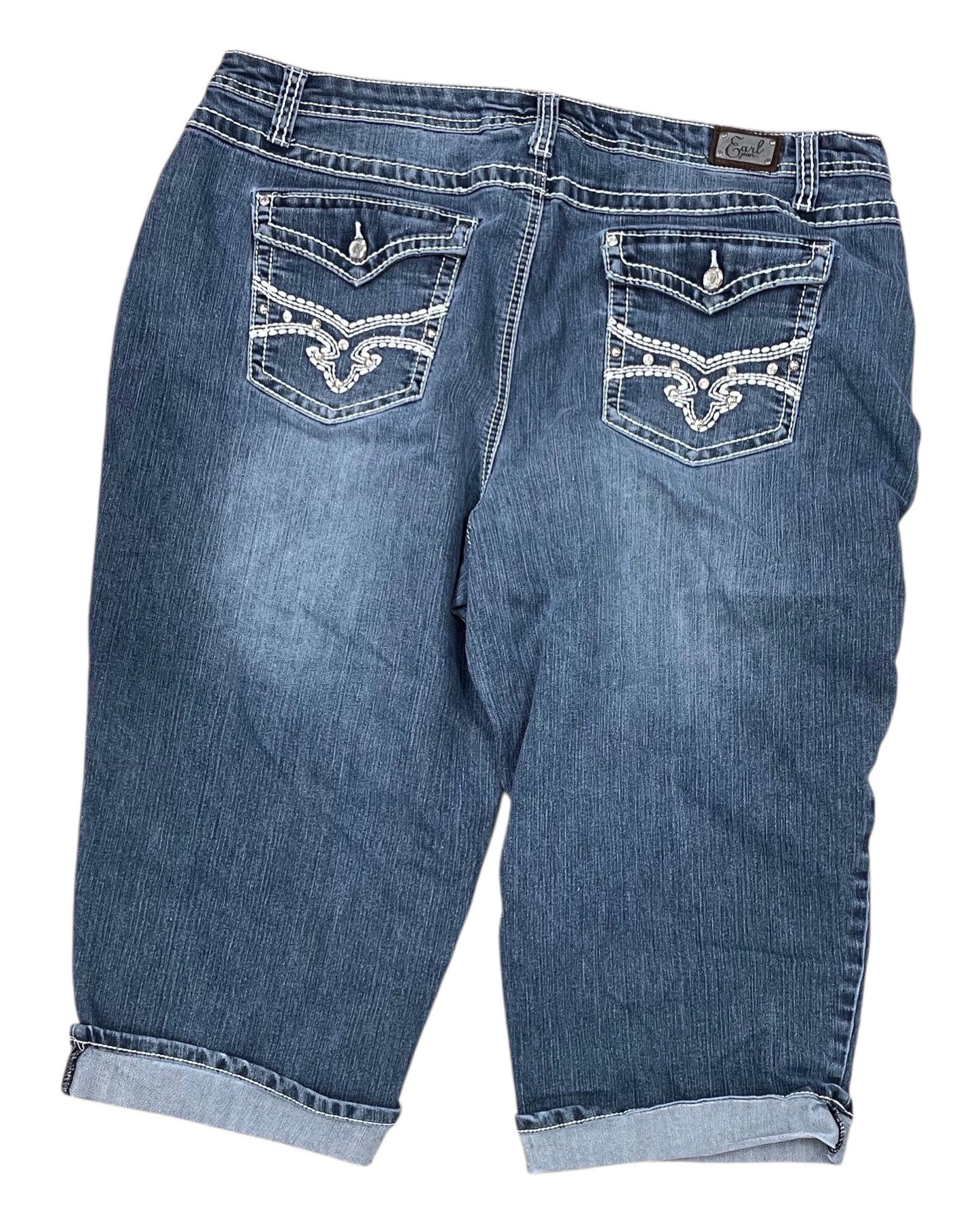 Jeans Cropped By Earl Jean In Blue Denim, Size:20