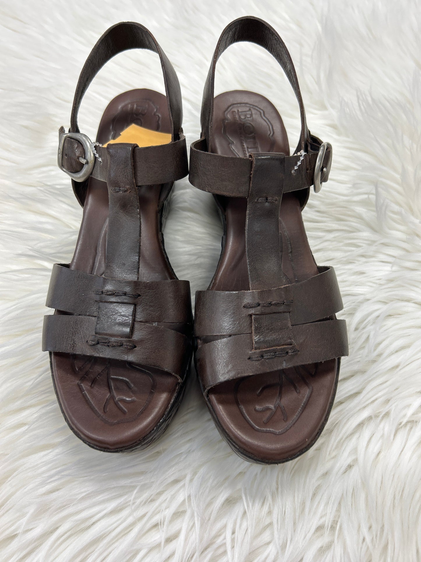 Sandals Heels Platform By Born In Brown, Size:9.5