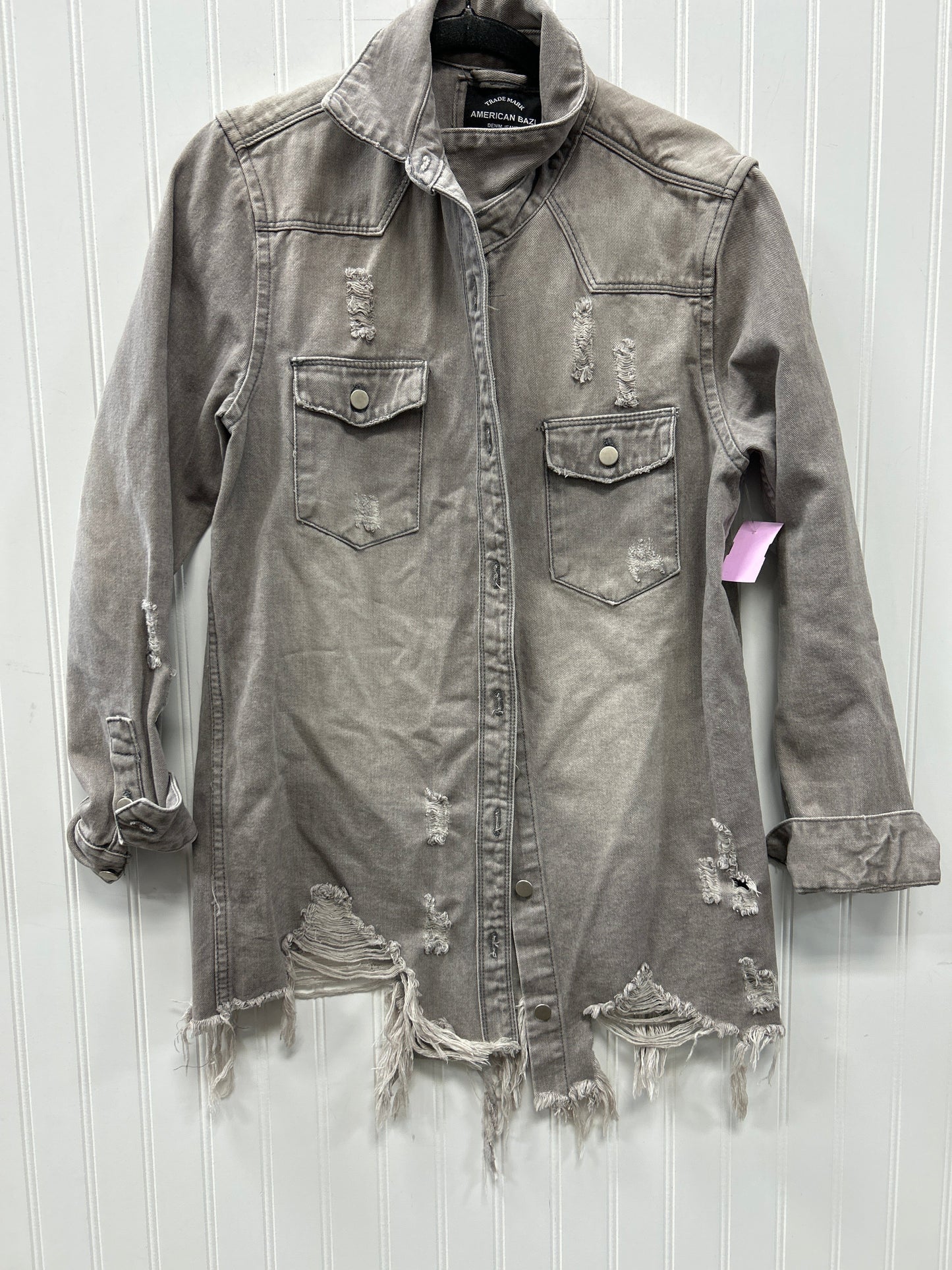 Jacket Denim By American Bazi In Taupe, Size:M