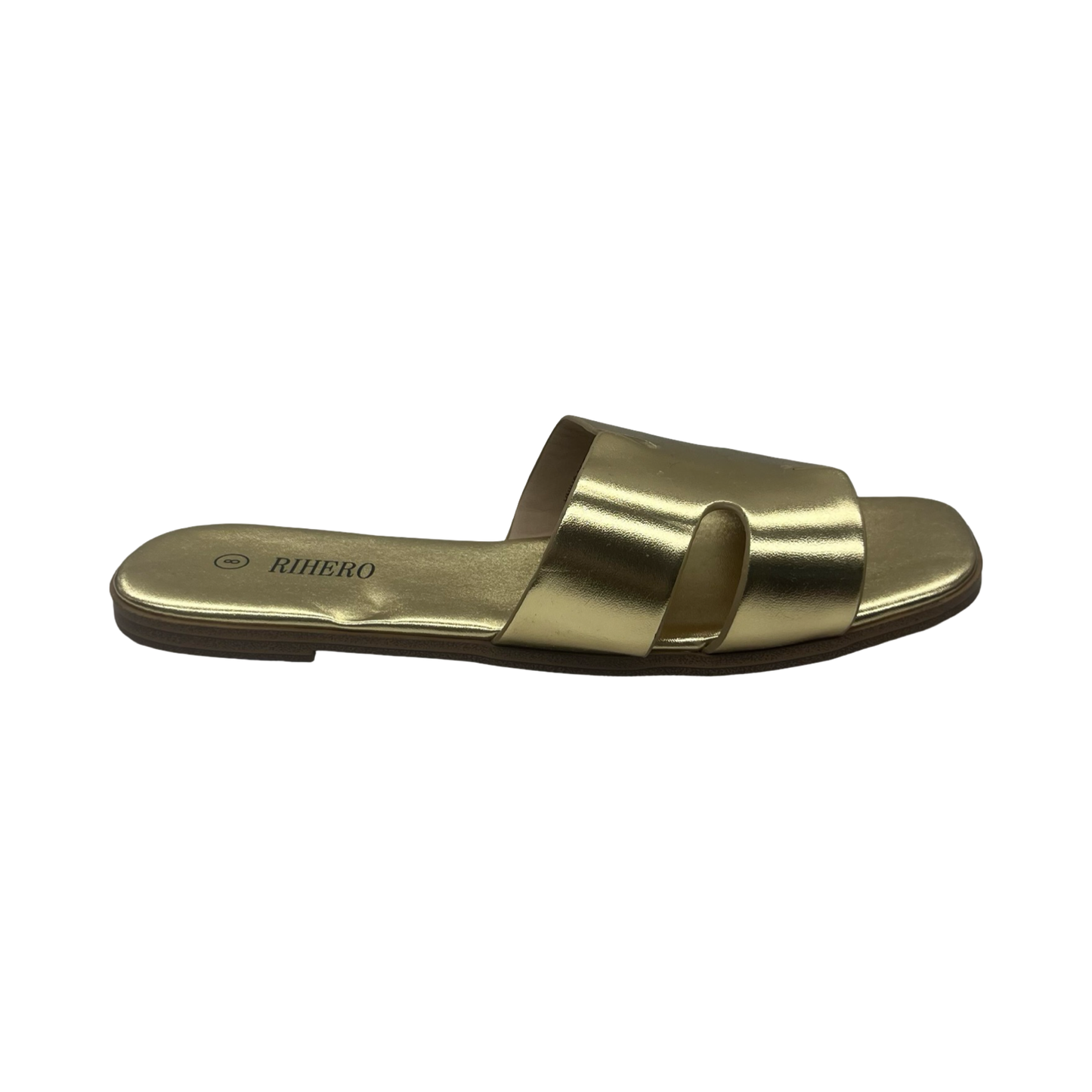 Sandals Flats By Clothes Mentor In Gold, Size:8