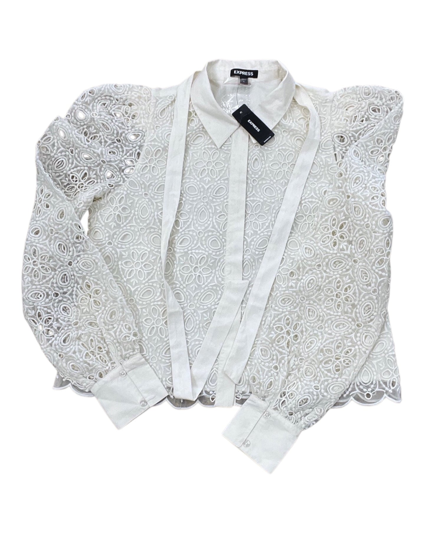 Blouse Ls By Express In Cream, Size:M