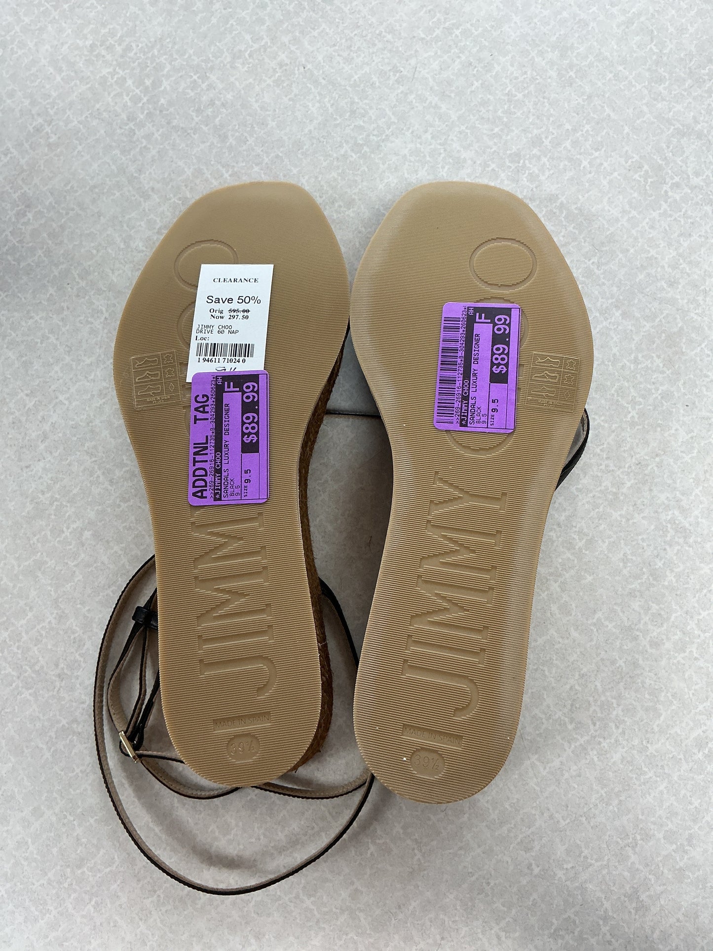 Sandals Luxury Designer By Jimmy Choo In Black, Size:9.5
