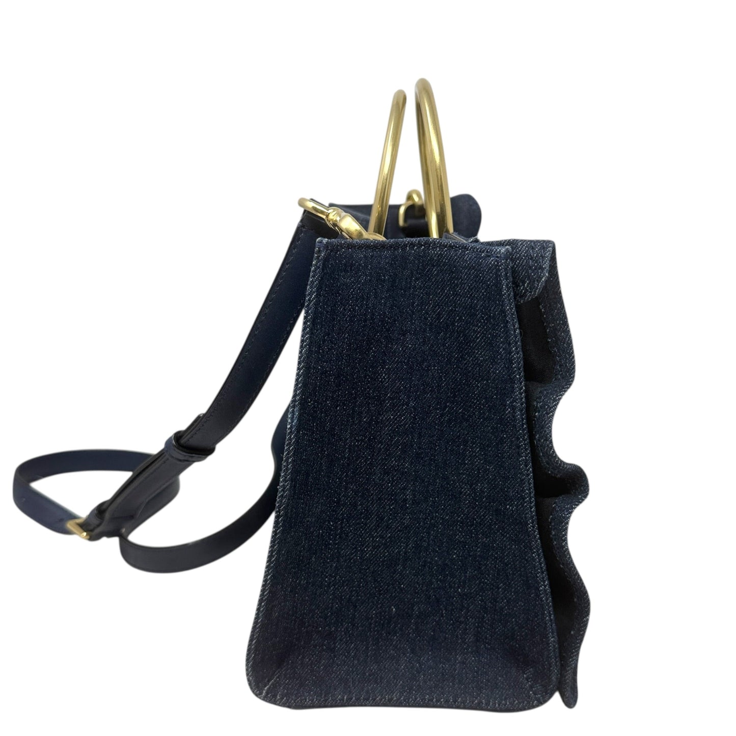 White Rock Road Denim Sam Satchel Designer By Kate Spade, Size: Small