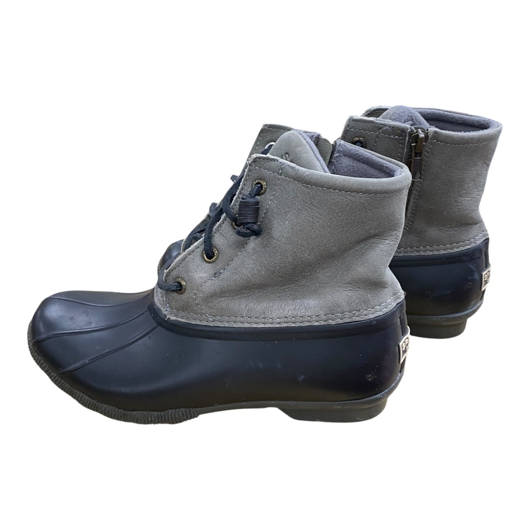 Boots Ankle Flats By Sperry In Black & Grey, Size:6.5