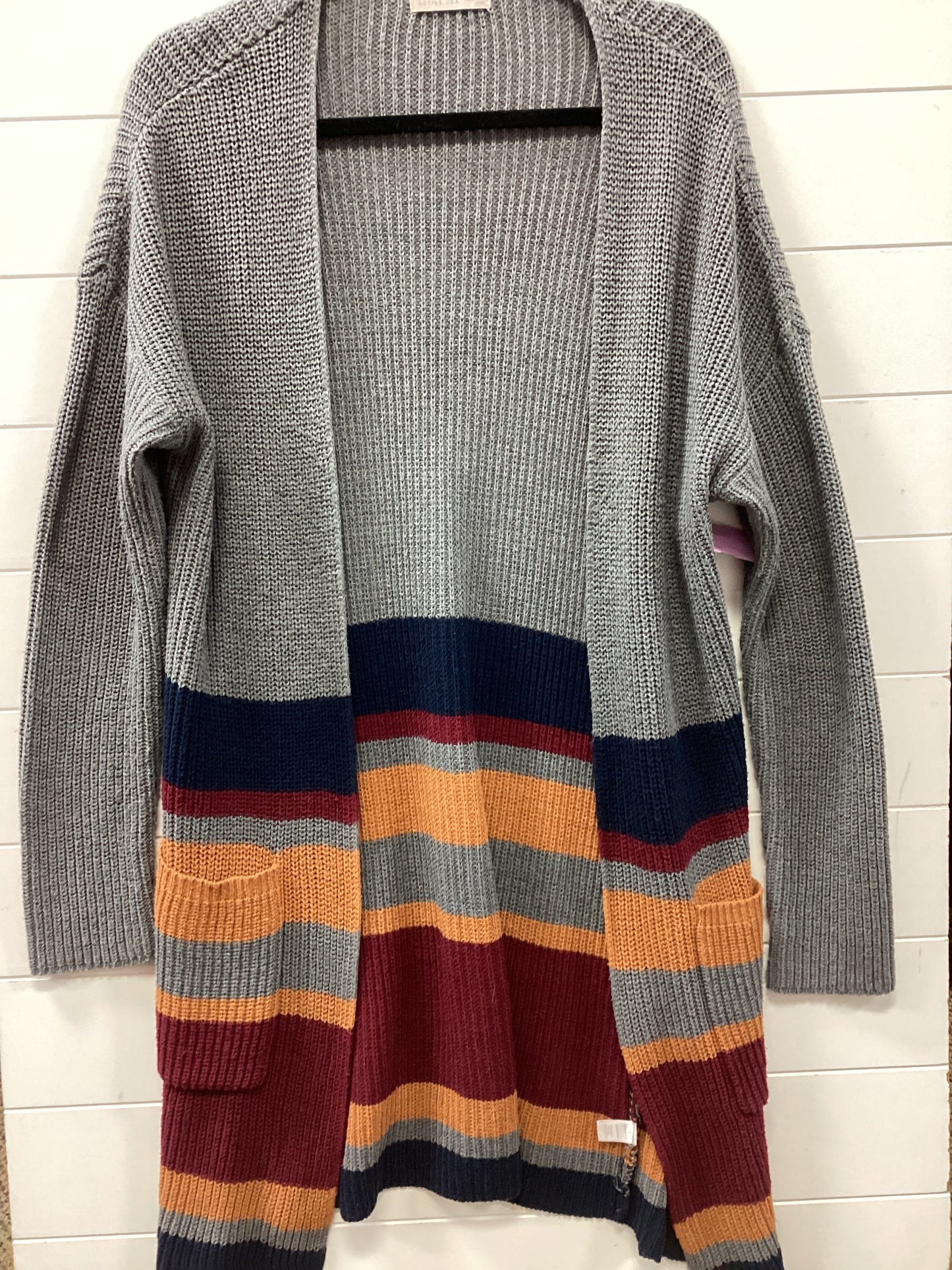 Sweater Cardigan By Active Usa In Grey, Size:L