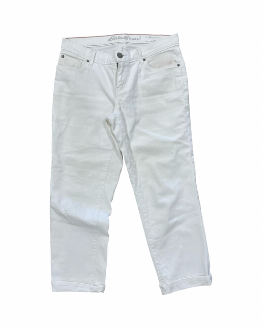Jeans Cropped By Eddie Bauer In White, Size:4