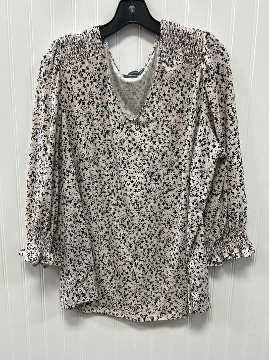 Top Ls By Adrianna Papell In Black & Pink, Size:1X