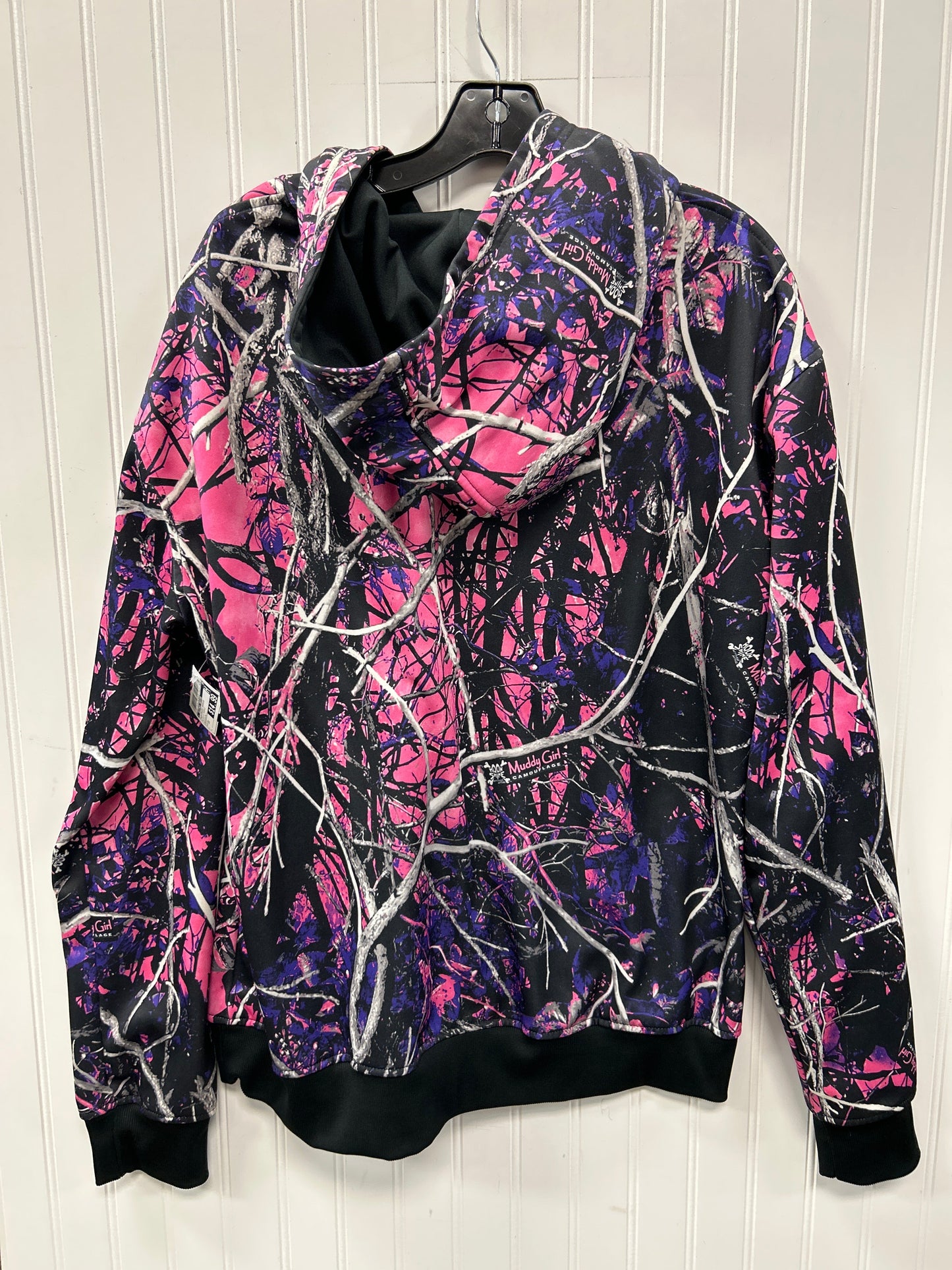 Sweatshirt Hoodie By Clothes Mentor In Black & Purple, Size:1X