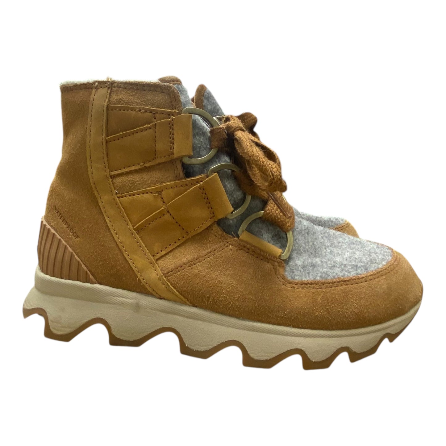 Boots Designer By Sorel In Brown & Grey, Size:6.5
