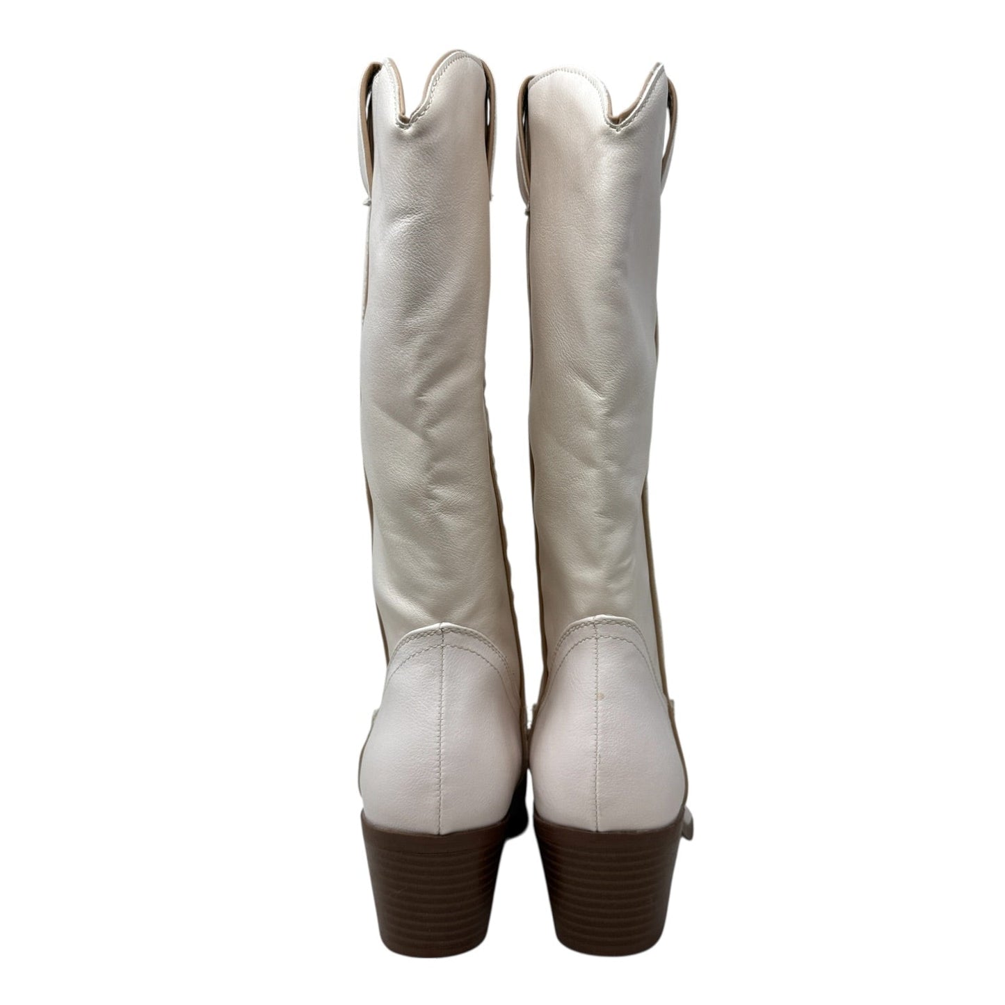 Vegan Leather Hoedown Western Boots By Qupid In Cream, Size: 7.5