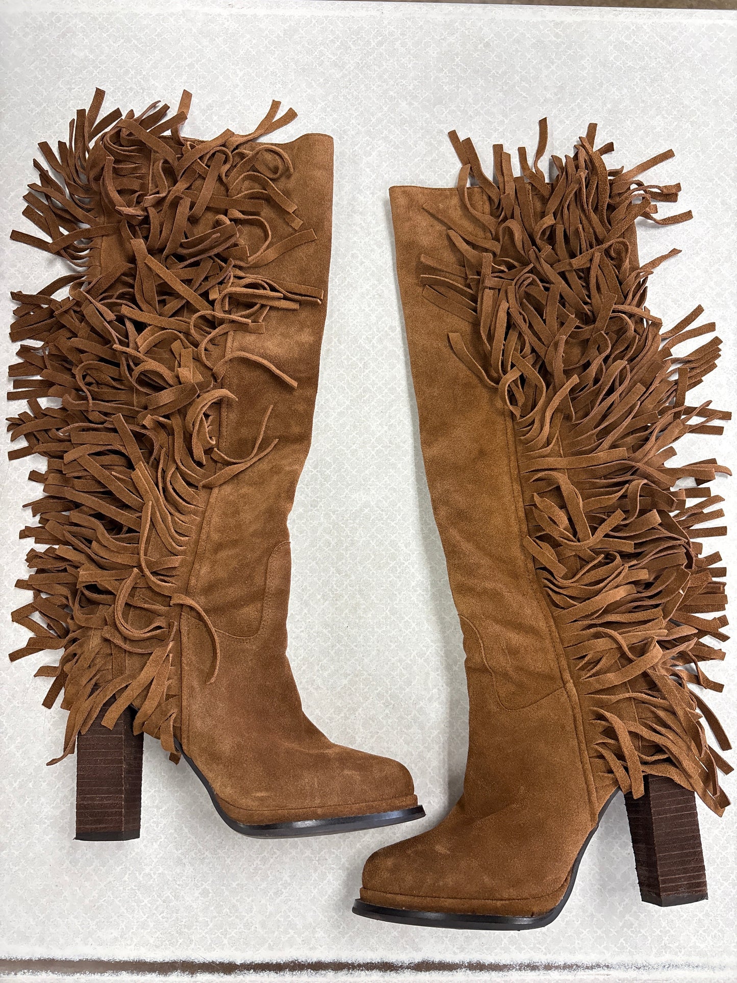 Boots Knee Heels By Jeffrey Campbell In Brown, Size:7