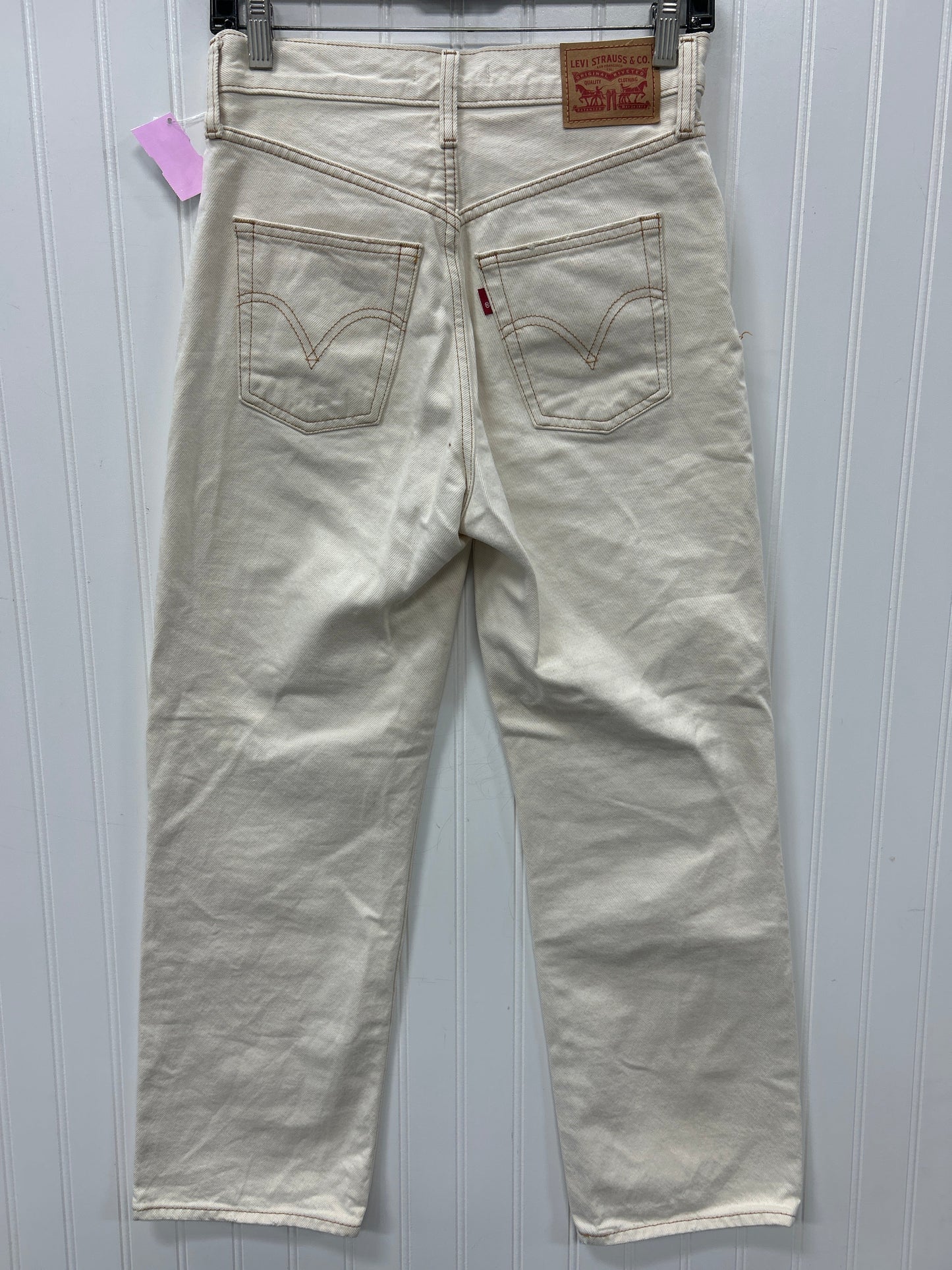 Jeans Straight By Levis In Cream Denim, Size:2