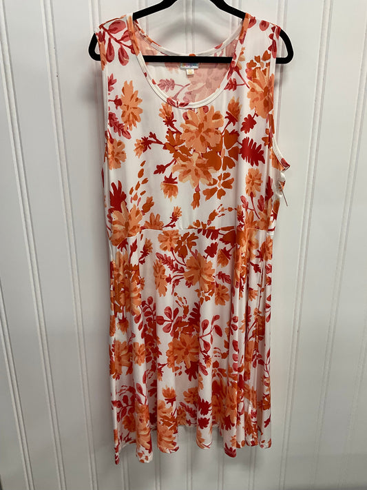 Dress Casual Midi By Lularoe In Orange & White, Size:3