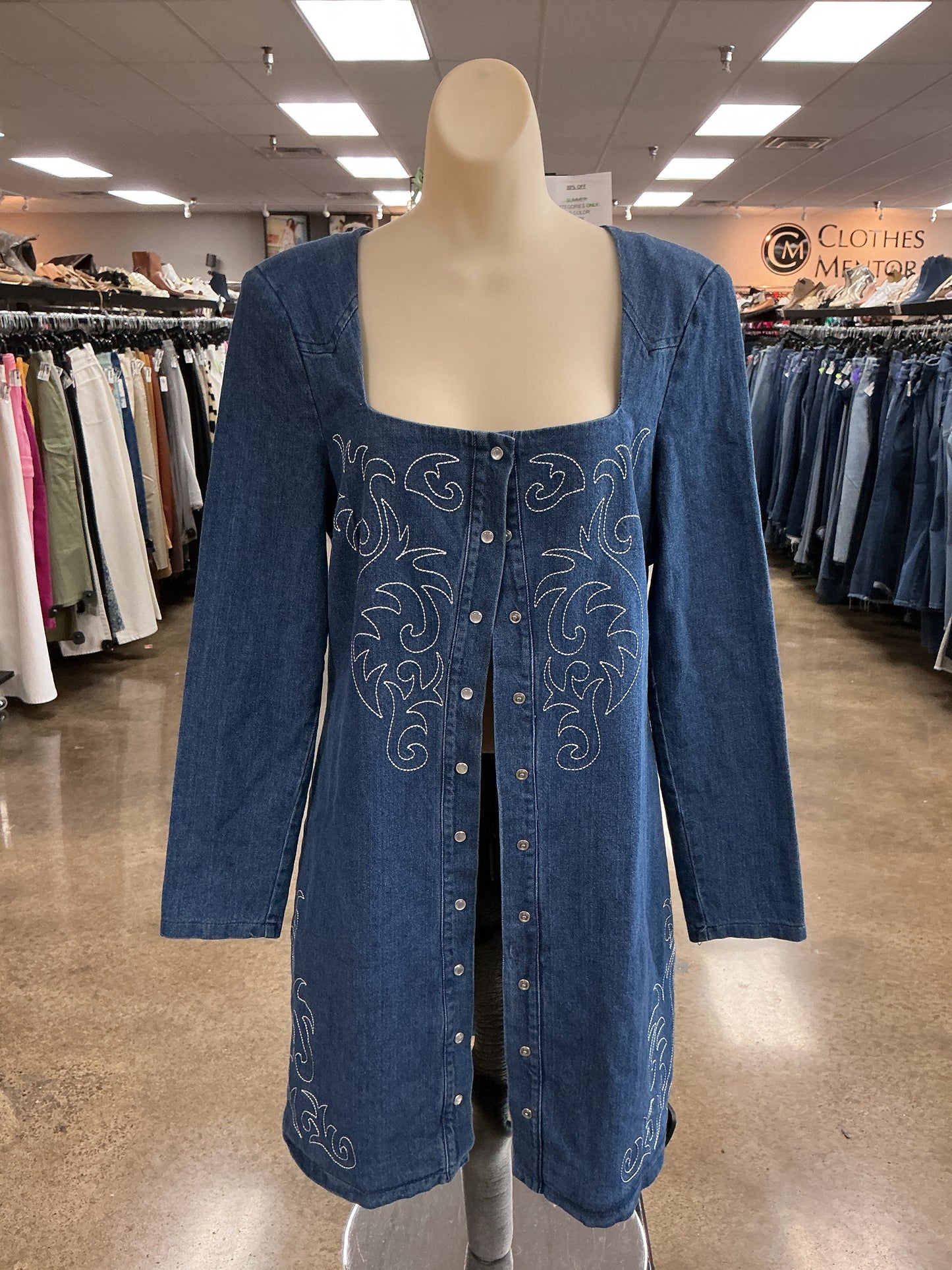 Dress Casual Short By Avec Les Filles In Blue Denim, Size:8