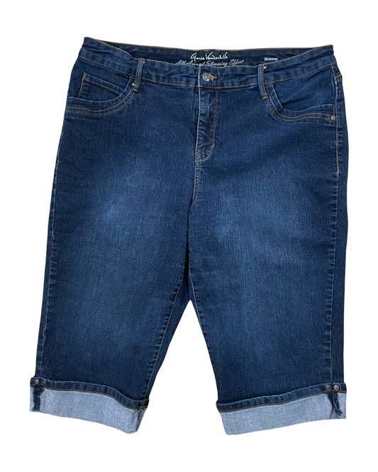 Shorts By Gloria Vanderbilt In Blue Denim, Size:16