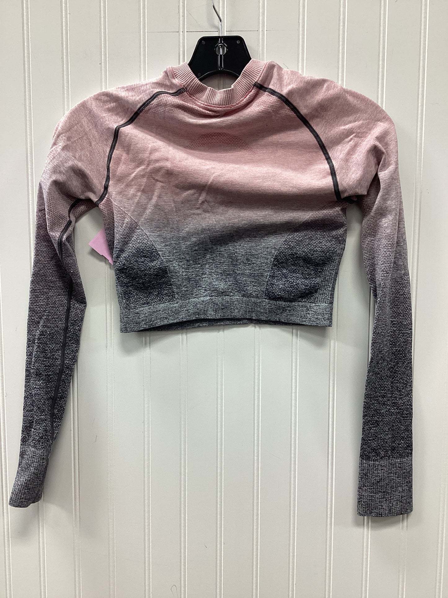Athletic Top Ls Collar By Gym Shark In Grey & Pink, Size:S