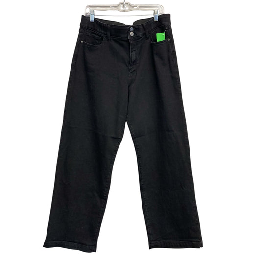 Jeans Wide Leg By St Johns Bay In Black Denim, Size:16