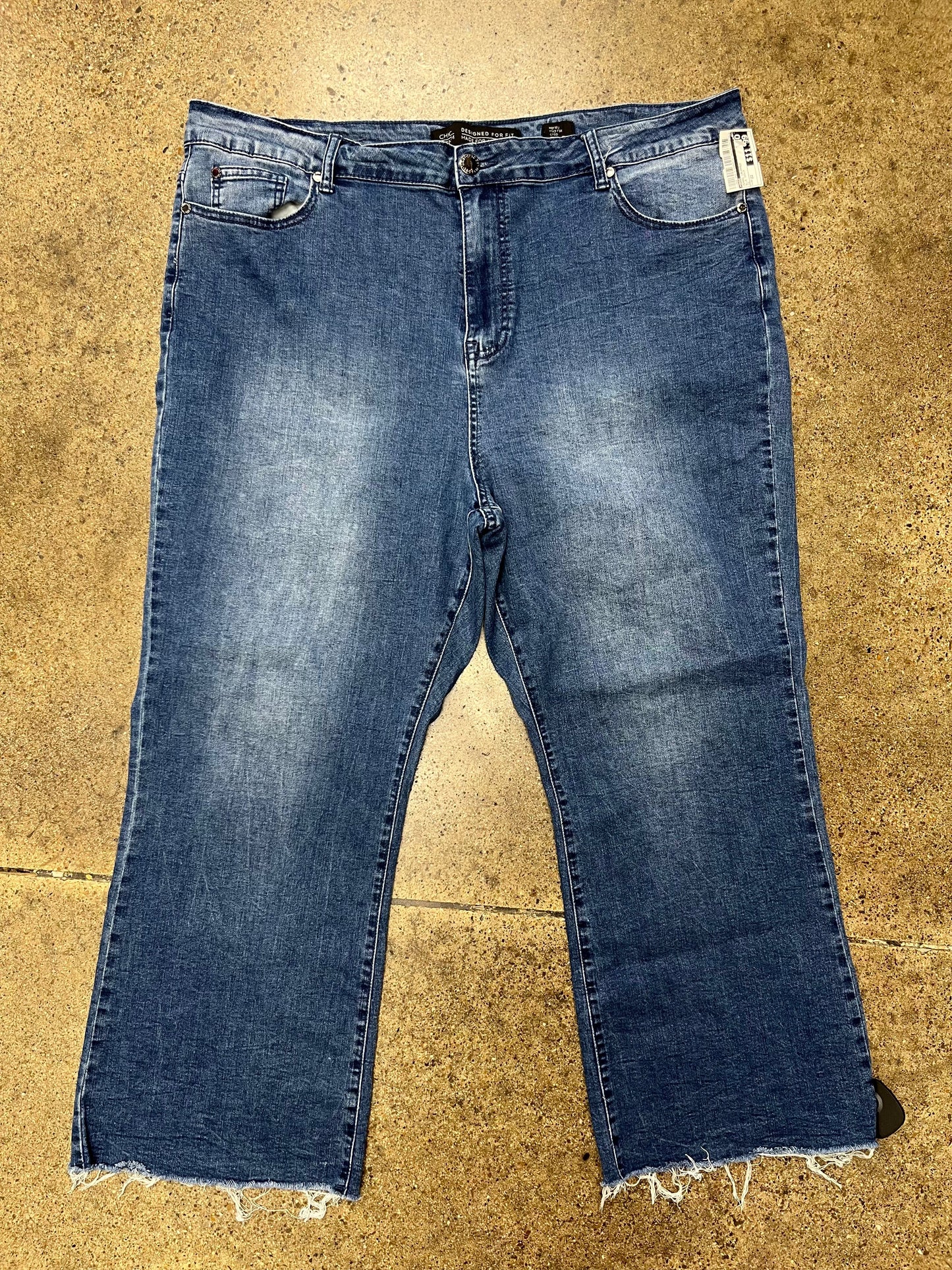 Jeans Cropped By Chic In Blue Denim, Size:22