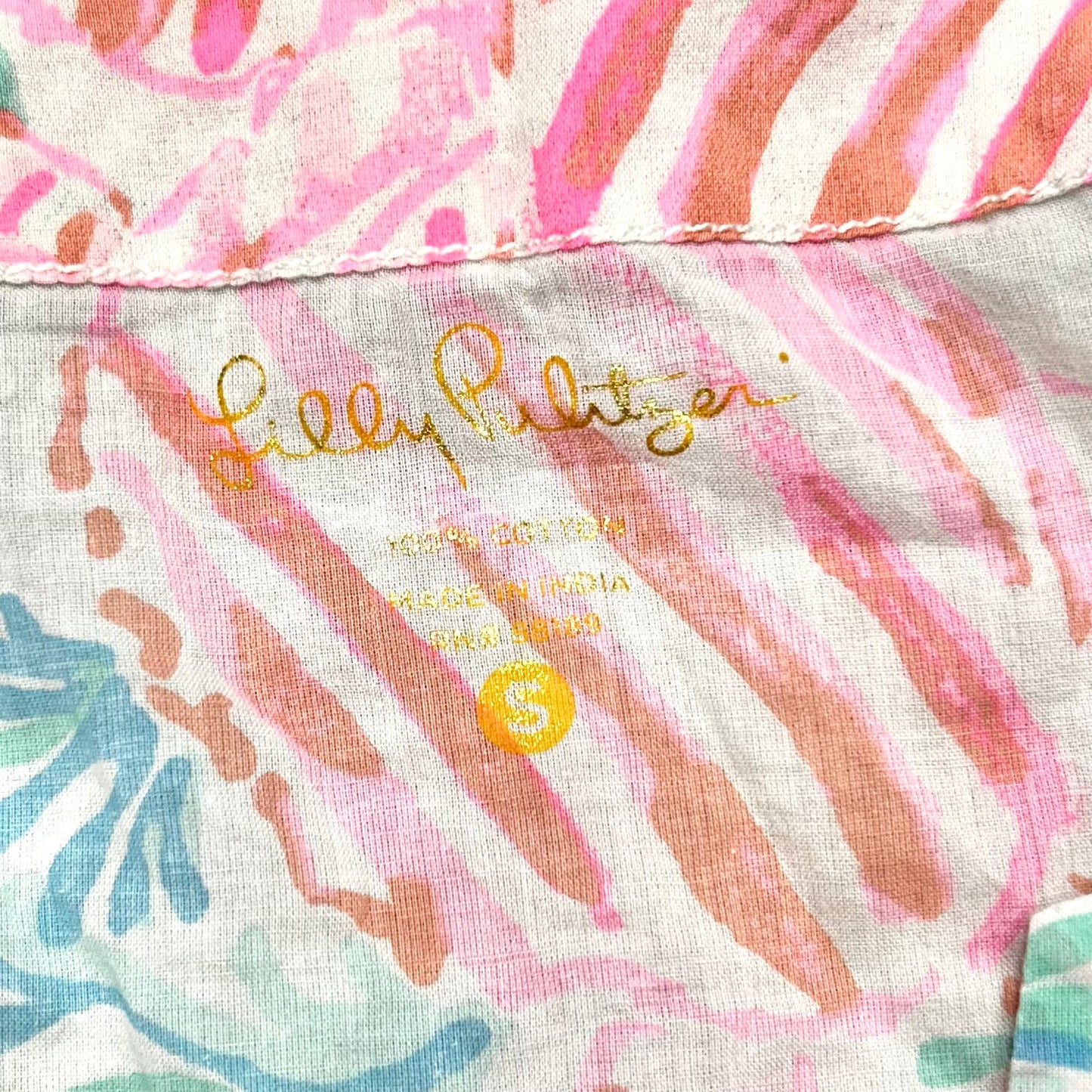 Top Long Sleeve Designer By Lilly Pulitzer In Pink & White, Size: S