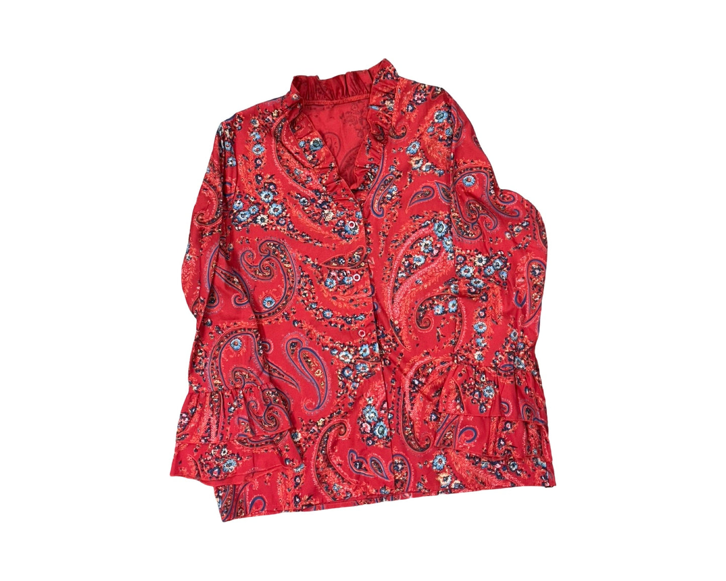 Blouse Ls By Clothes Mentor In Red, Size:L