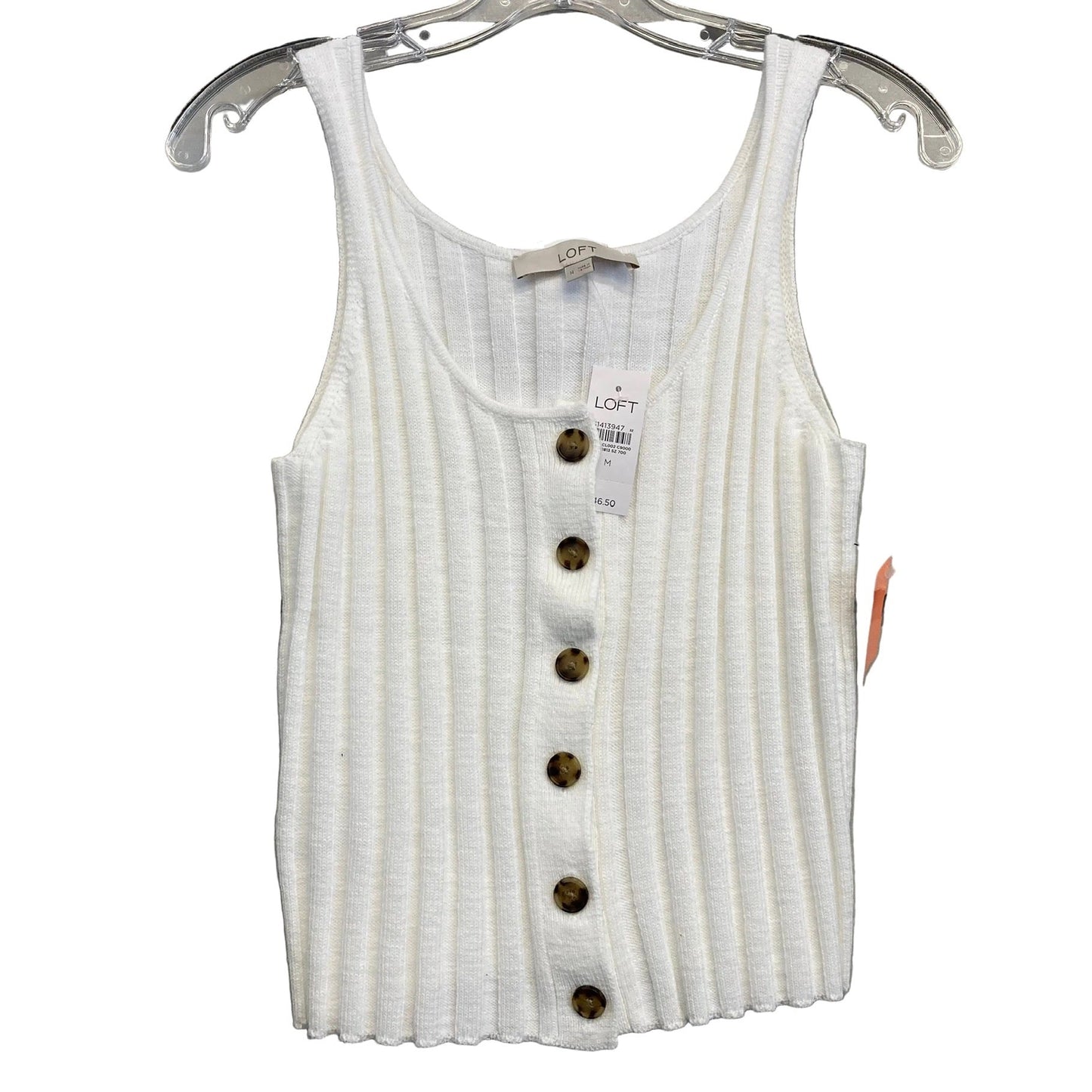 Top Sleeveless By Loft In White, Size:M
